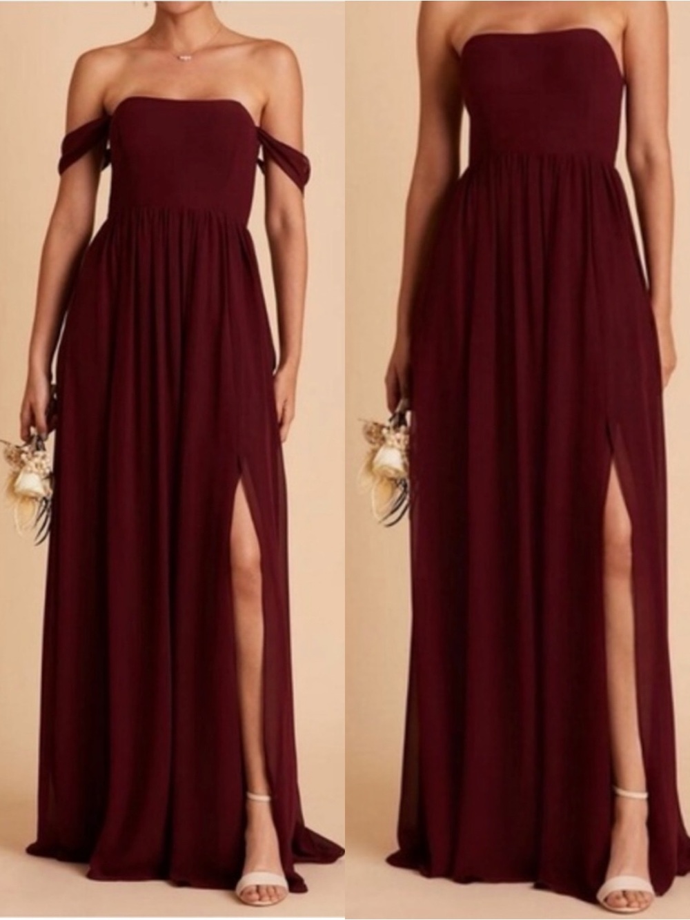 NWOT Birdy Grey August Convertible Maxi Dress Cabernet Strapless Wedding Large